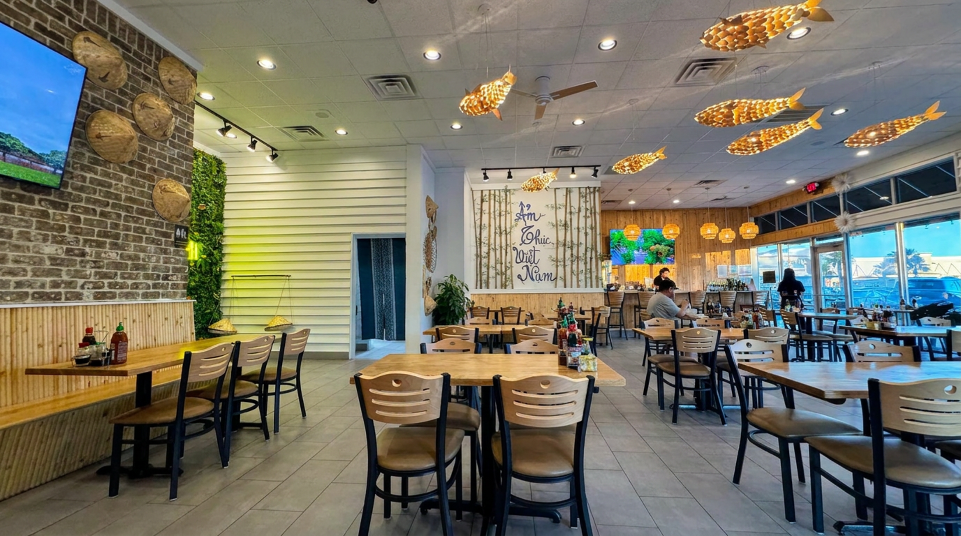 Fish lights and wood tables