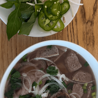 Pho with Rare Steak and Beef Meatballs / Phở Tái Bò Viên